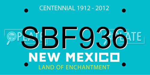 SBF936 New Mexico License Plate