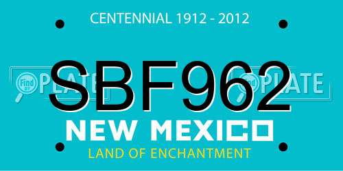 SBF962 New Mexico License Plate