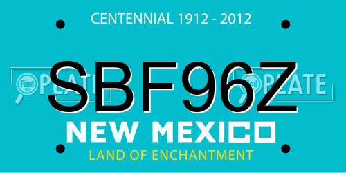 SBF96Z New Mexico License Plate