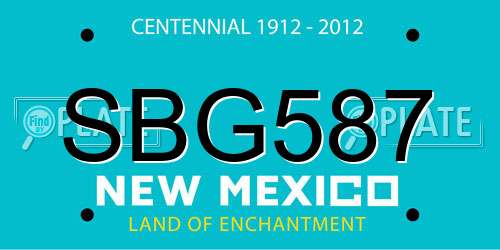 SBG587 New Mexico License Plate