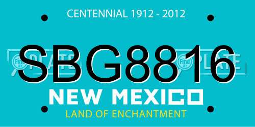 SBG8816 New Mexico License Plate