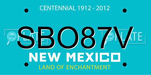 SBO87V New Mexico License Plate