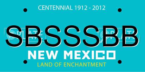 SBSSSBB New Mexico License Plate
