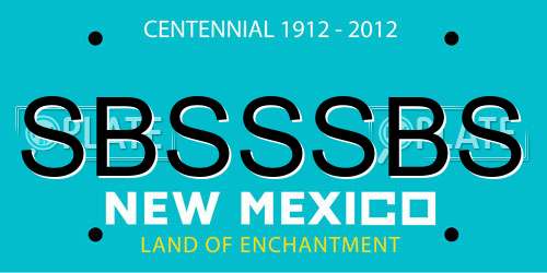 SBSSSBS New Mexico License Plate