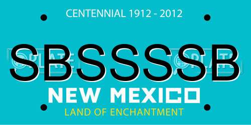 SBSSSSB New Mexico License Plate