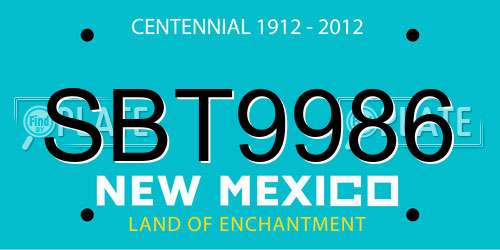 SBT9986 New Mexico License Plate