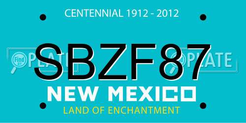 SBZF87 New Mexico License Plate