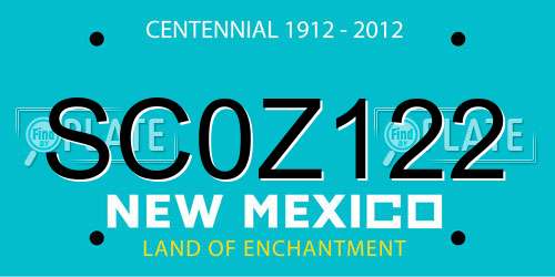 SC0Z122 New Mexico License Plate