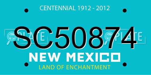 SC50874 New Mexico License Plate