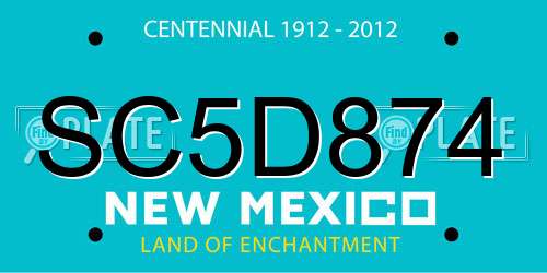 SC5D874 New Mexico License Plate