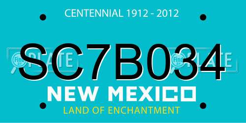 SC7B034 New Mexico License Plate