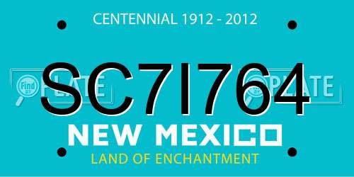 SC7I764 New Mexico License Plate