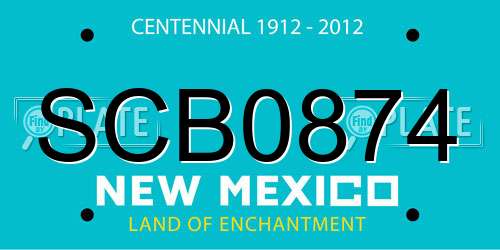 SCB0874 New Mexico License Plate