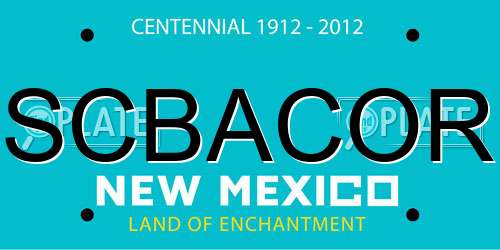 SCBACOR New Mexico License Plate