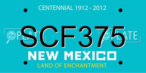 SCF375 New Mexico License Plate