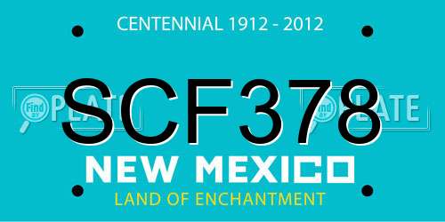 SCF378 New Mexico License Plate