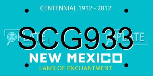 SCG933 New Mexico License Plate