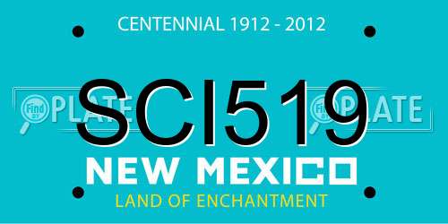 SCI519 New Mexico License Plate
