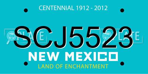 SCJ5523 New Mexico License Plate