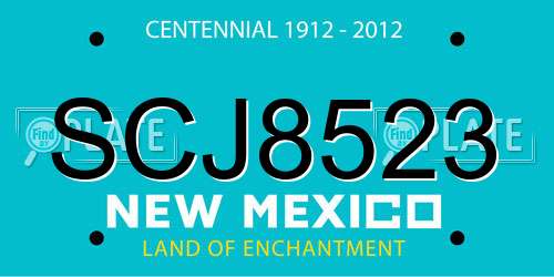 SCJ8523 New Mexico License Plate