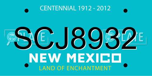 SCJ8932 New Mexico License Plate