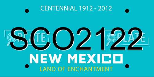 SCO2122 New Mexico License Plate