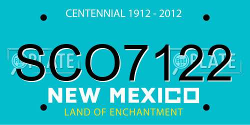 SCO7122 New Mexico License Plate