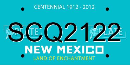 SCQ2122 New Mexico License Plate