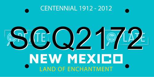 SCQ2172 New Mexico License Plate