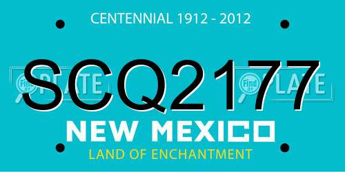 SCQ2177 New Mexico License Plate