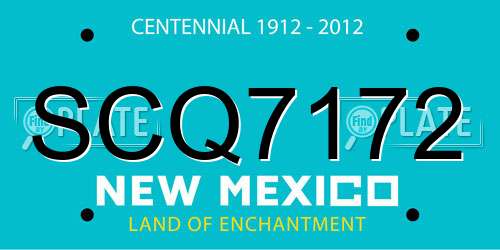 SCQ7172 New Mexico License Plate