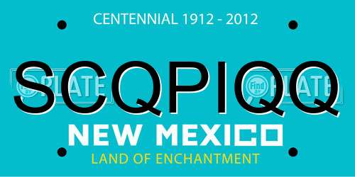 SCQPIQQ New Mexico License Plate