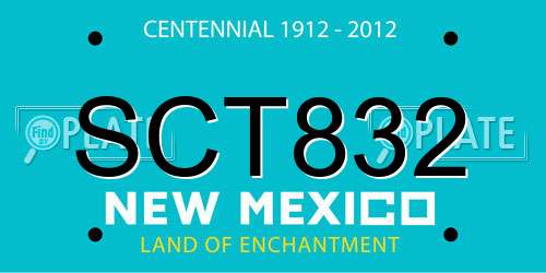 SCT832 New Mexico License Plate