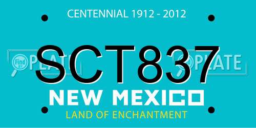 SCT837 New Mexico License Plate