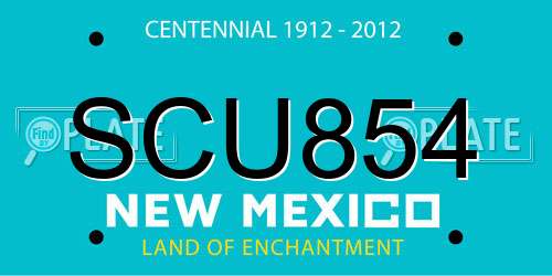 SCU854 New Mexico License Plate