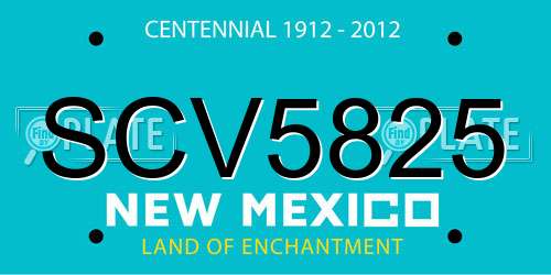SCV5825 New Mexico License Plate