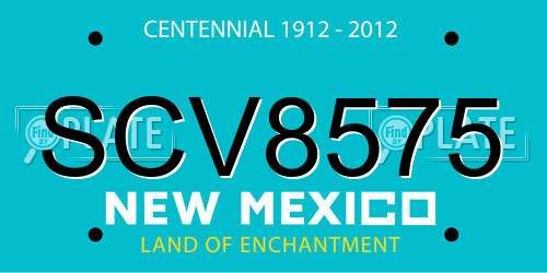 SCV8575 New Mexico License Plate