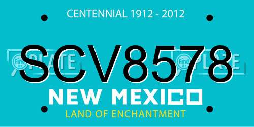 SCV8578 New Mexico License Plate