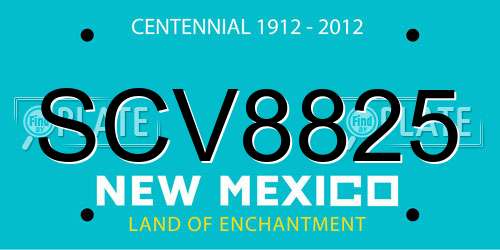 SCV8825 New Mexico License Plate