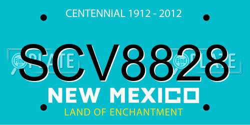 SCV8828 New Mexico License Plate