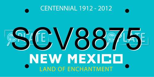 SCV8875 New Mexico License Plate