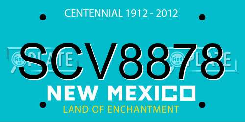 SCV8878 New Mexico License Plate