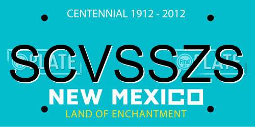 SCVSSZS New Mexico License Plate