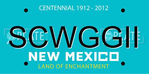SCWGGII New Mexico License Plate