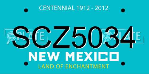 SCZ5034 New Mexico License Plate