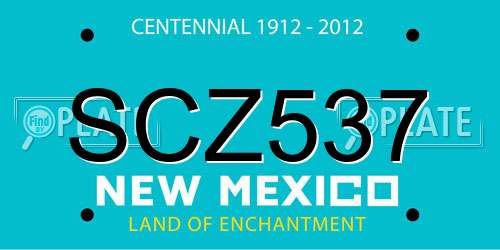 SCZ537 New Mexico License Plate
