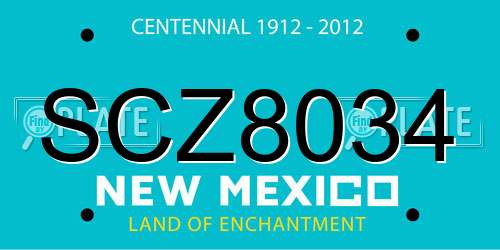 SCZ8034 New Mexico License Plate