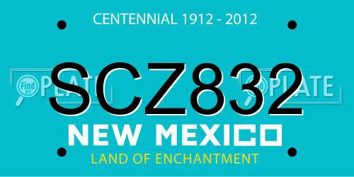SCZ832 New Mexico License Plate