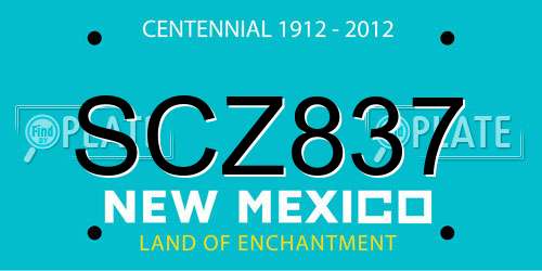 SCZ837 New Mexico License Plate