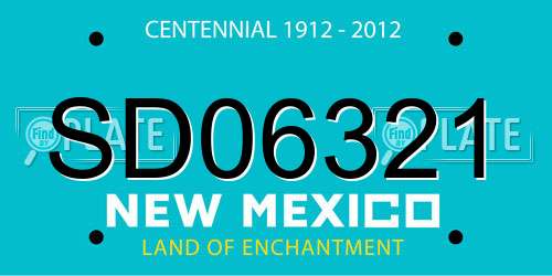 SD06321 New Mexico License Plate